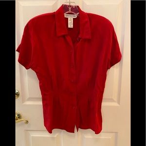 JNY silk tapered blouse short sleeve 8